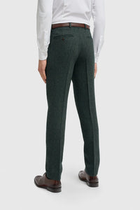 Thomas - Traje de 3 piezas de tweed de mezcla de lana verde oliva