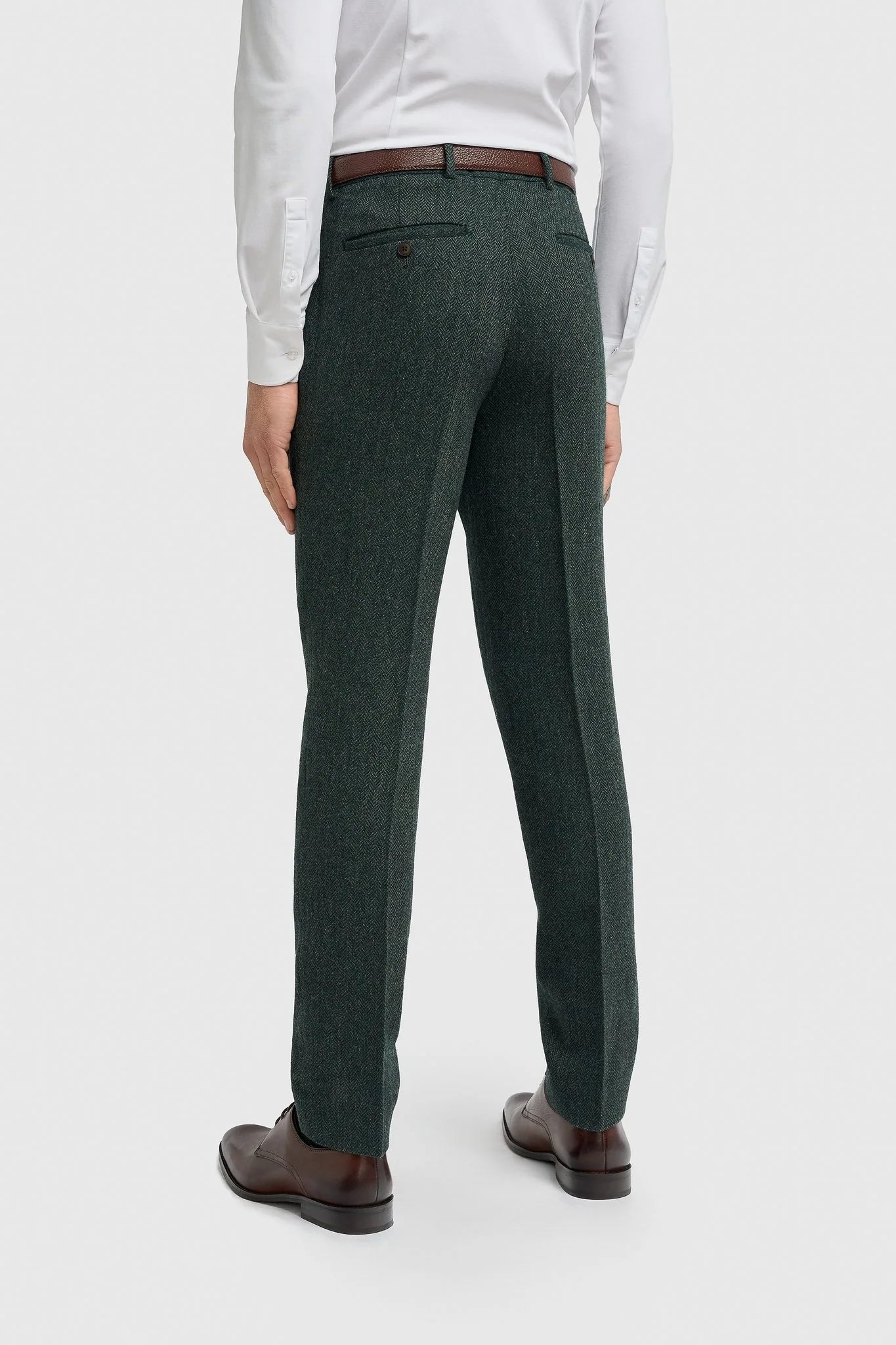 Thomas - Traje de 3 piezas de tweed de mezcla de lana verde oliva