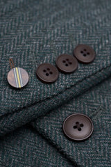 Thomas - Traje de 3 piezas de tweed de mezcla de lana verde oliva