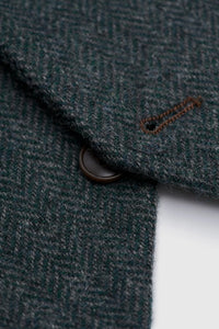 Thomas - Traje de 3 piezas de tweed de mezcla de lana verde oliva
