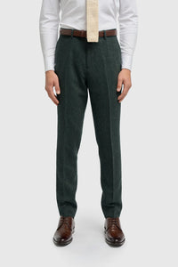 Thomas - Traje de 3 piezas de tweed de mezcla de lana verde oliva