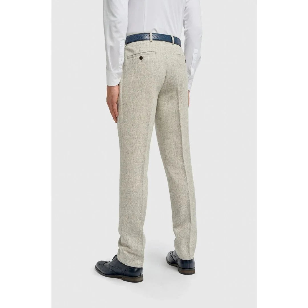 Thomas - Pantalones de hombre de tweed de espiga de mezcla de lana gris