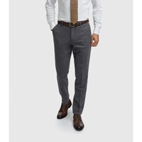 Thomas - Pantalones de hombre de tweed de espiga de mezcla de lana azul marino