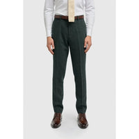 Thomas - Pantalones de hombre de tweed de espiga de mezcla de lana color oliva