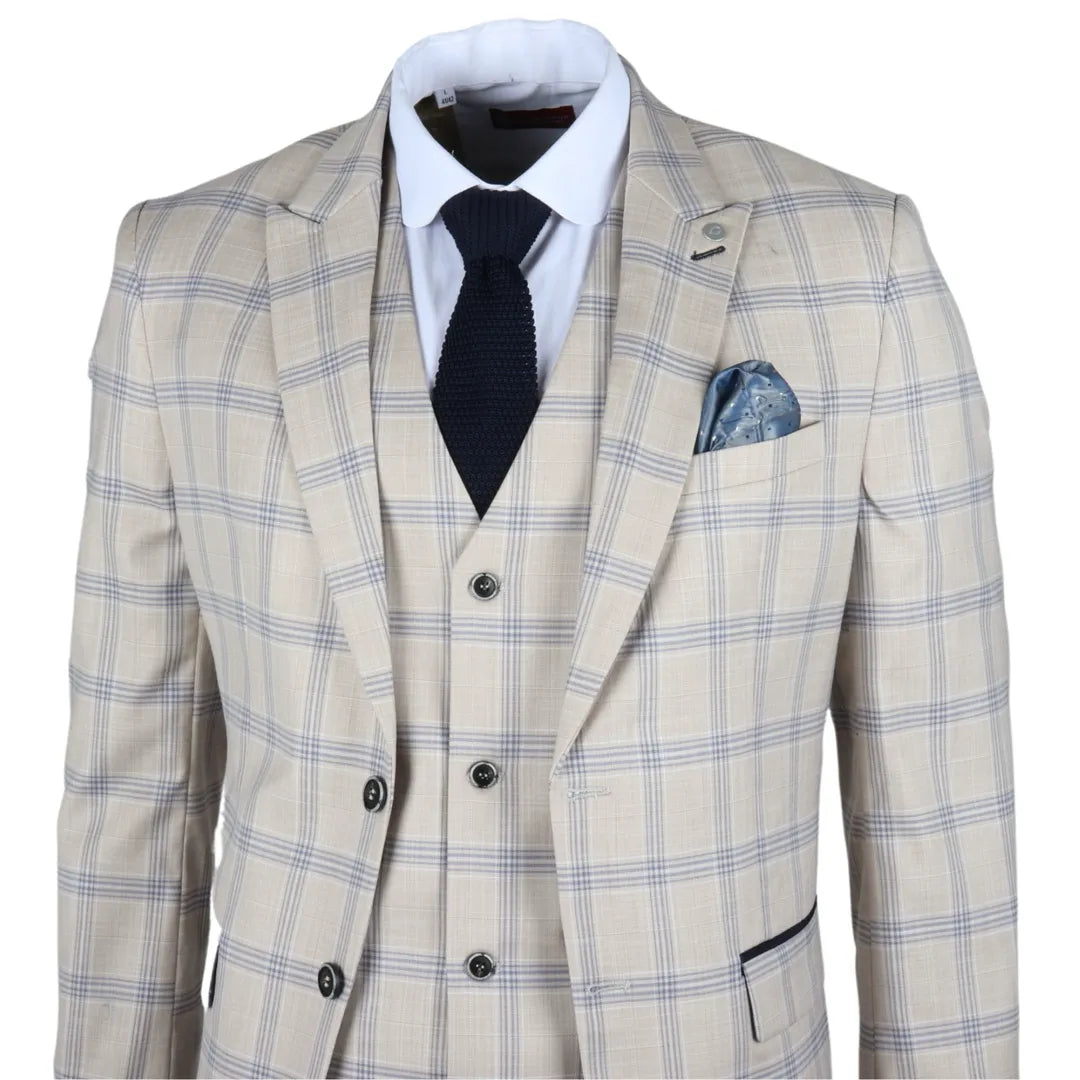 Warwick - Blazer beige a cuadros para hombre