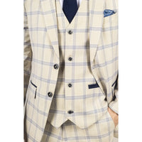Warwick - Blazer beige a cuadros para hombre