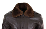 Chaqueta bomber de cuero marrón para hombre