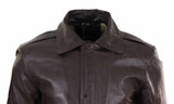 Chaqueta bomber de cuero marrón para hombre