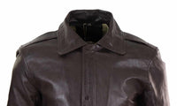 Chaqueta bomber de cuero marrón para hombre