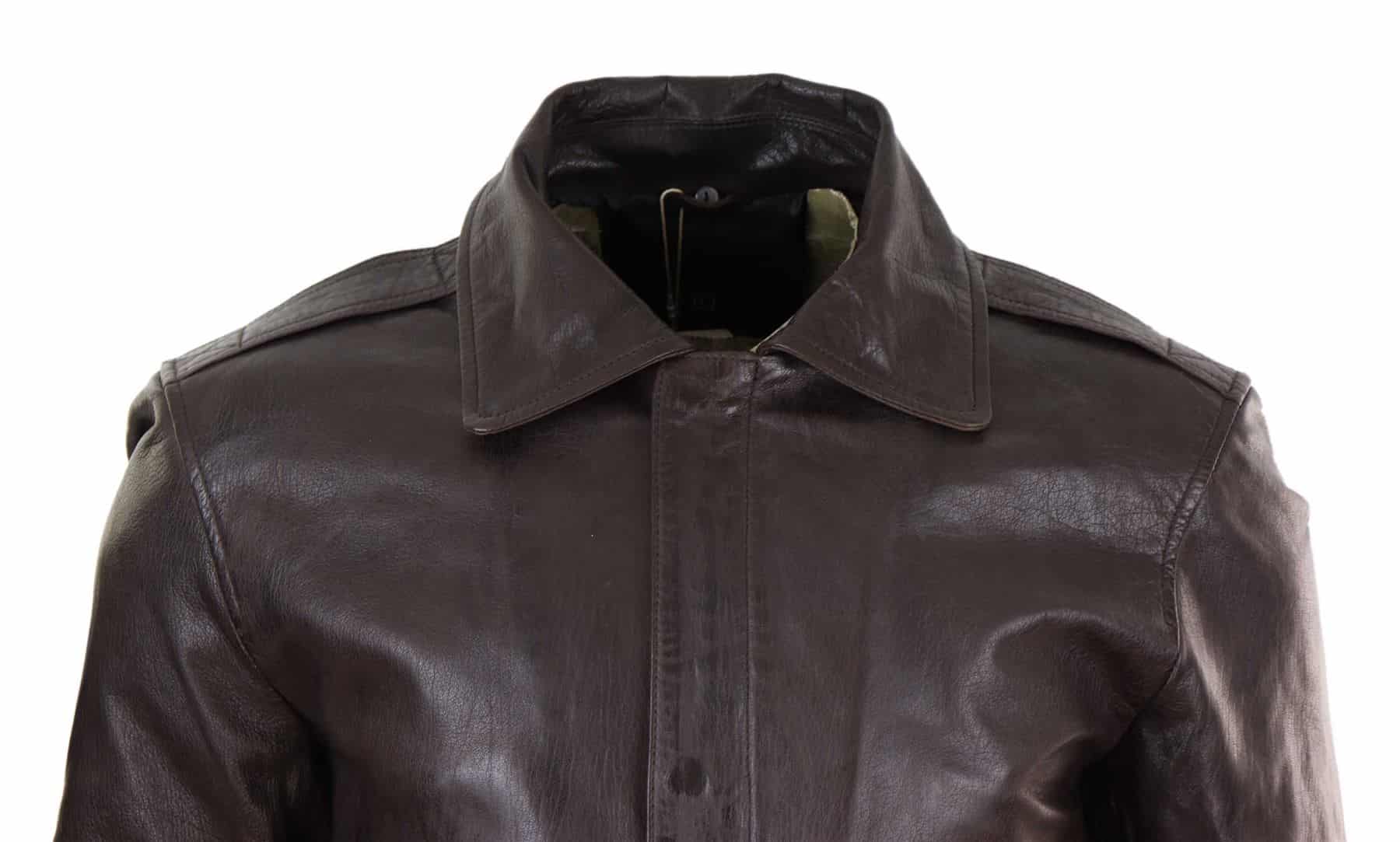 Chaqueta bomber de cuero marrón para hombre