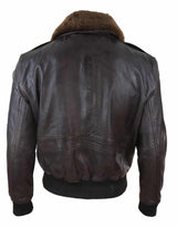 Chaqueta bomber de cuero marrón para hombre