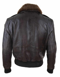 Chaqueta bomber de cuero marrón para hombre