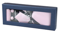 Conjunto de regalo de corbata rosa de seda satinada con pañuelo de bolsillo, gemelos y corbata de satén brillante.