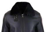 Chaqueta de aviador negra de piel de oveja auténtica para hombre, con cremallera, estilo piloto de la Segunda Guerra Mundial, abrigo cálido de invierno.