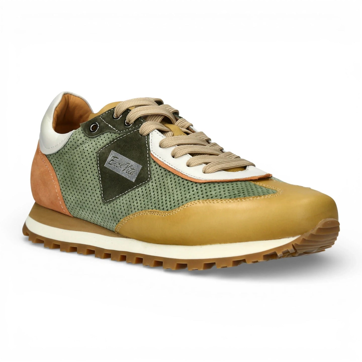 Aglae 02 - Zapatillas deportivas de cuero verde beige para hombre