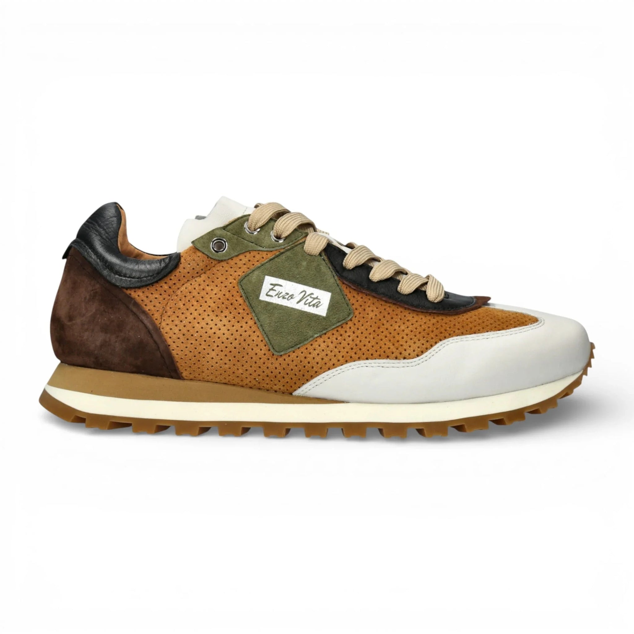 Aglae 02 - Zapatillas deportivas de cuero marrón claro para hombre