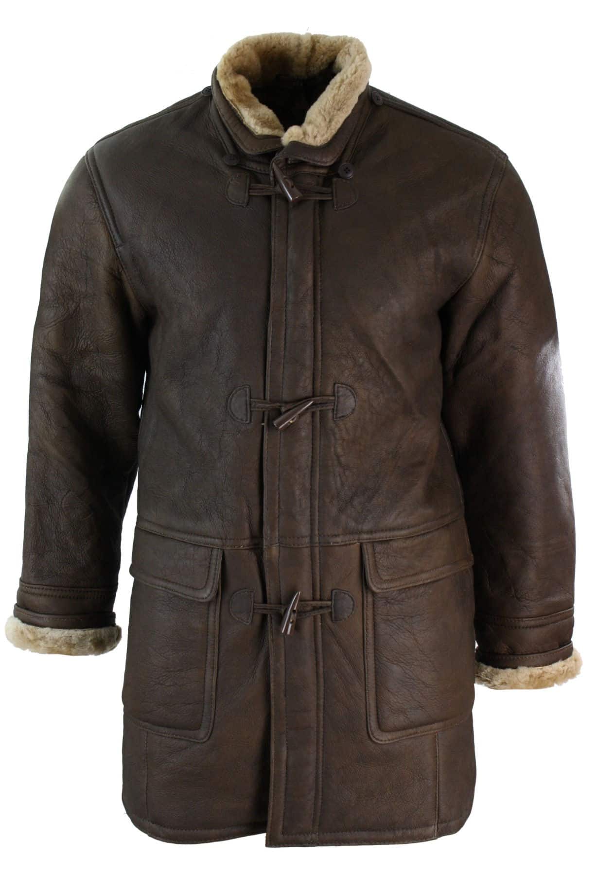 Chaqueta de invierno para hombre de piel de oveja auténtica, estilo safari, color marrón y crema, con capucha, estilo vintage-B3, marrón jengibre.