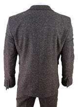 Traje de tres piezas de tweed marrón para hombre