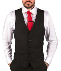Chaleco negro clásico para hombre, ideal para funerales, bodas, oficina, trabajo, estilo casual elegante y corte ajustado.