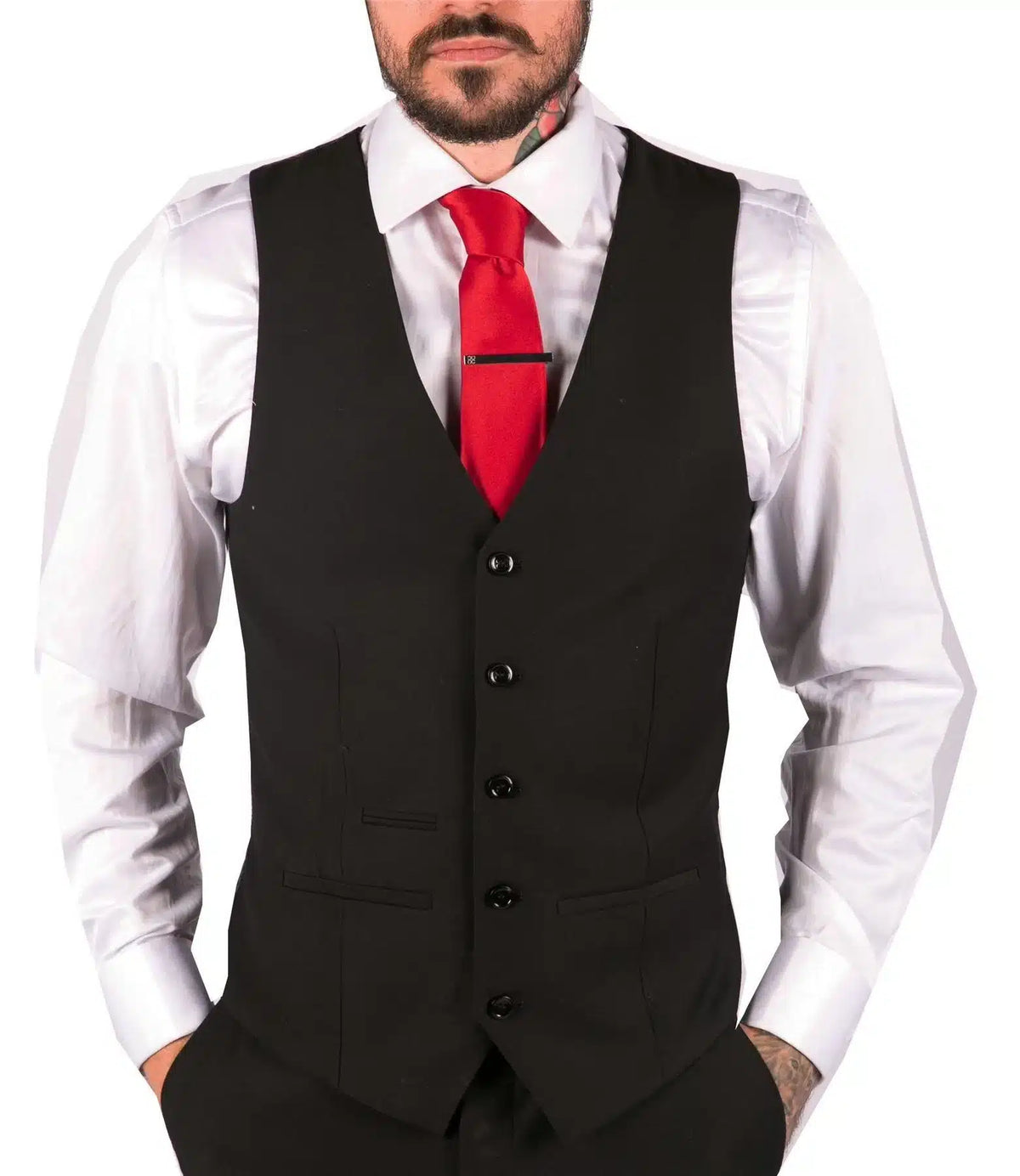 Chaleco negro clásico para hombre, ideal para funerales, bodas, oficina, trabajo, estilo casual elegante y corte ajustado.