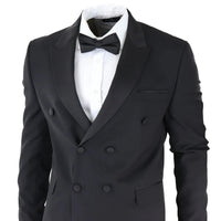 AK-22 - Traje de esmoquin negro cruzado para hombre, ideal para cenas y bodas.