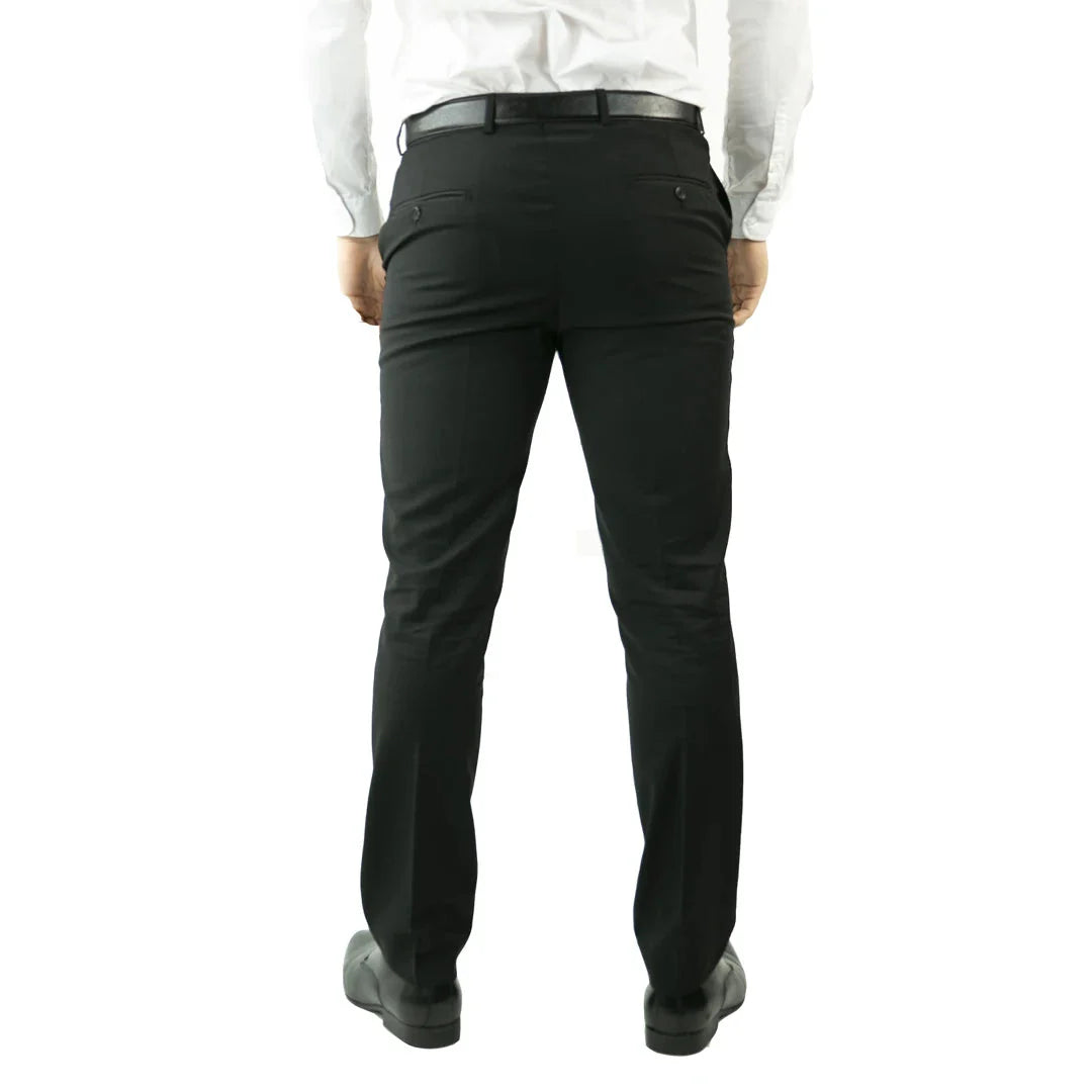 Pantalones de esmoquin negros para hombre, ideales para bodas, graduaciones y ocasiones especiales. Rayas de satén.