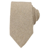 Pañuelo de corbata de tweed color beige camello, 2 pulgadas.