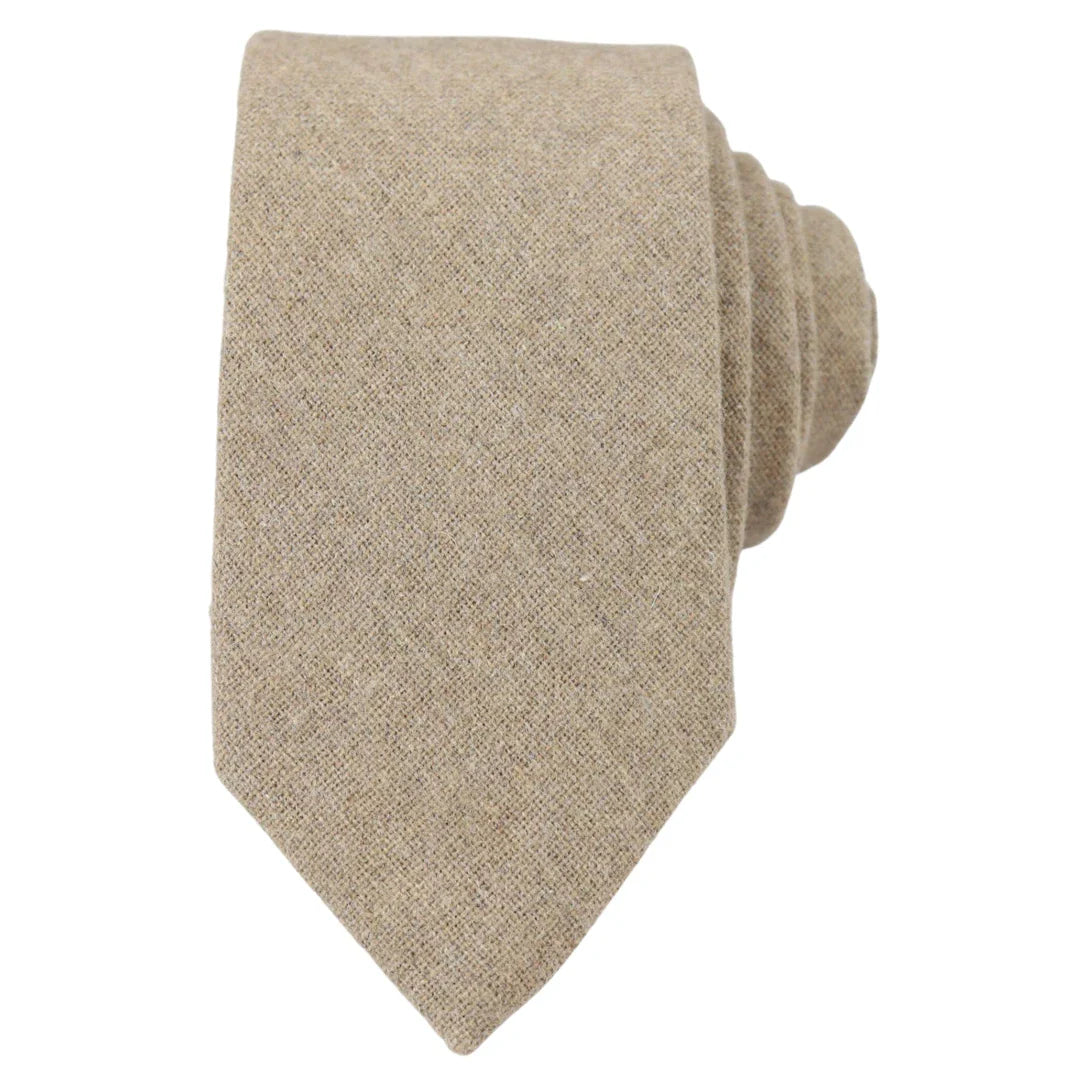 Pañuelo de corbata de tweed color beige camello, 2 pulgadas.