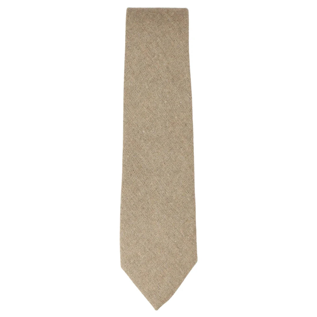 Pañuelo de corbata de tweed color beige camello, 2 pulgadas.
