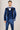 Traje de boda de tres piezas para hombre AK-27, de terciopelo azul con solapas de satén negro.