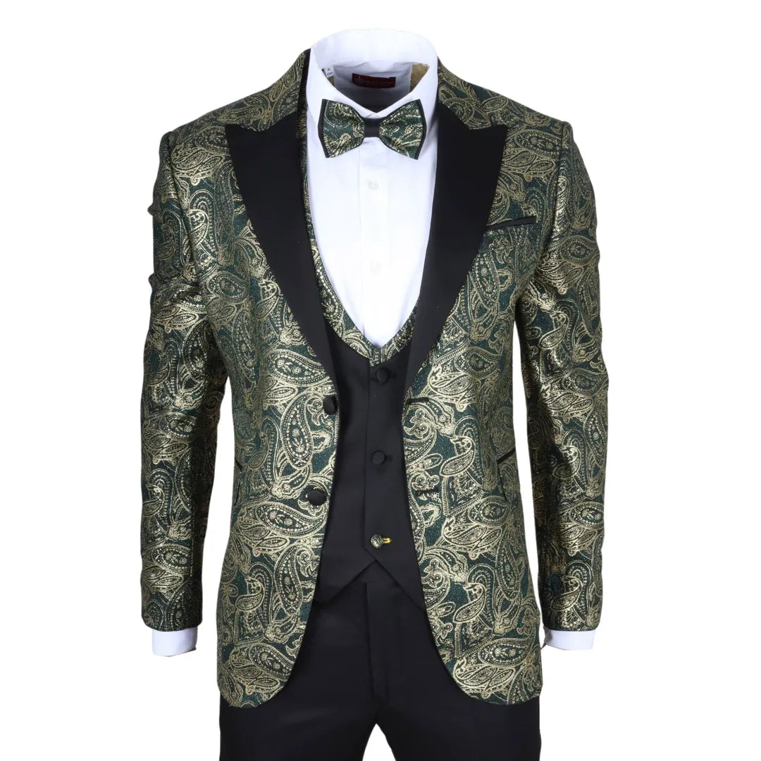 AK-28 - Traje de boda de tres piezas para hombre, color verde cachemir.