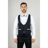 AK-29 - Traje de boda de hombre de 3 piezas blanco con estampado paisley