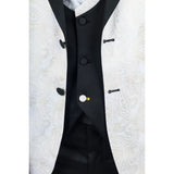 AK-29 - Traje de boda de hombre de 3 piezas blanco con estampado paisley