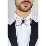 AK-29 - Traje de boda de hombre de 3 piezas blanco con estampado paisley