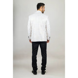 AK-29 - Traje de boda de hombre de 3 piezas blanco con estampado paisley