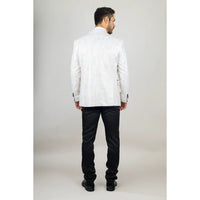 AK-29 - Traje de boda de hombre de 3 piezas blanco con estampado paisley