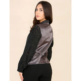 Chaleco de tweed a cuadros para mujer, color gris.