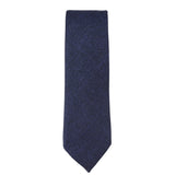 Conjunto de corbata y pañuelo de bolsillo de tweed azul con estampado de espiga para hombre