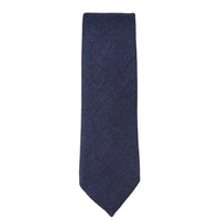 Conjunto de corbata y pañuelo de bolsillo de tweed azul con estampado de espiga para hombre