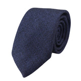 Conjunto de corbata y pañuelo de bolsillo de tweed azul con estampado de espiga para hombre