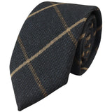 Conjunto de corbata y pañuelo de bolsillo de tweed azul marino con estampado de espiga para hombre