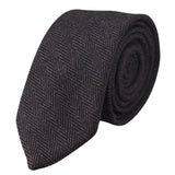 Conjunto de corbata y pañuelo de bolsillo de tweed color ciruela con estampado de espiga para hombre