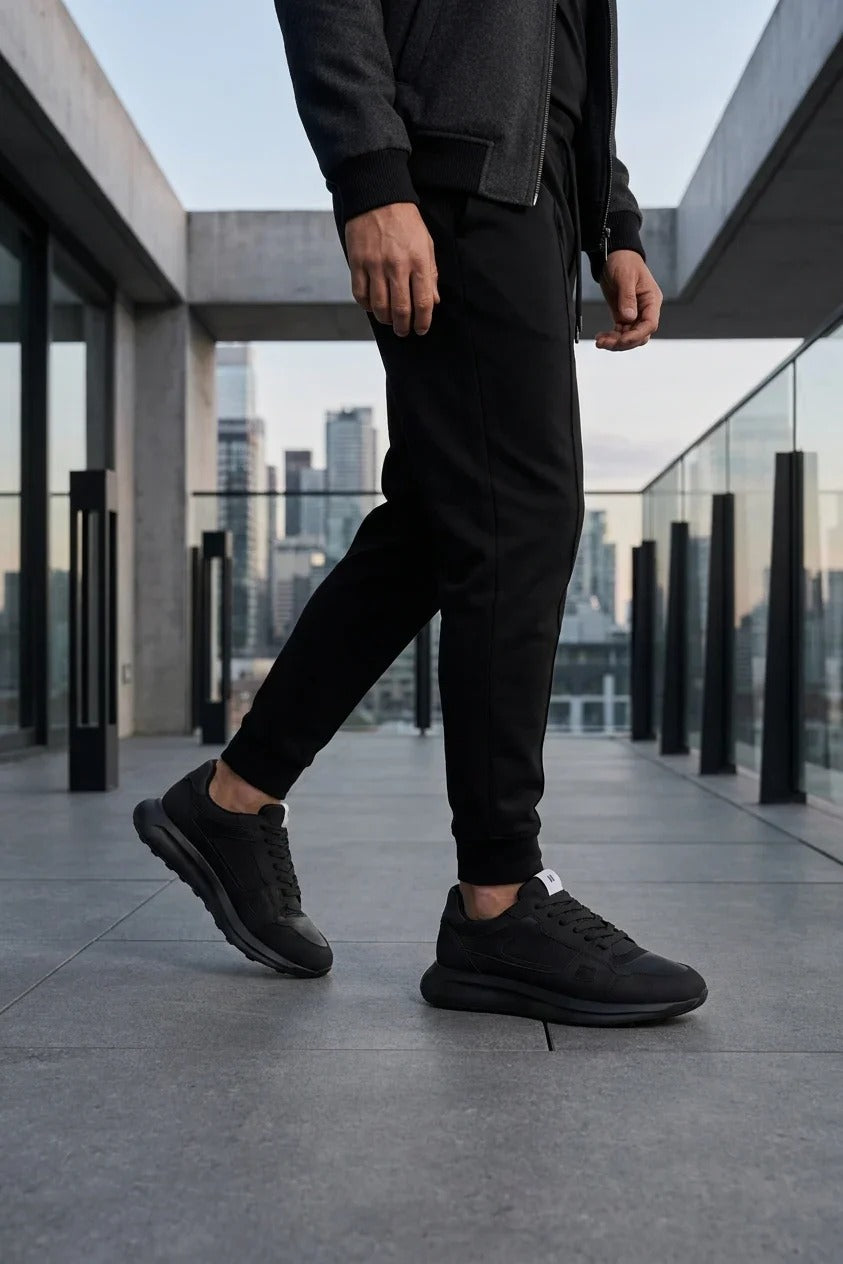 Albany - Zapatillas deportivas casuales de malla transpirable para hombre, color negro.