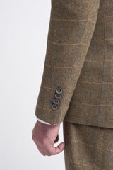 Cavani Albert - Traje de tres piezas para hombre de tweed con estampado de espiga - Marrón claro