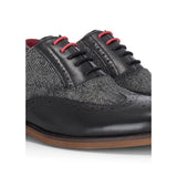 Albert - Zapatos brogue de hombre de piel negra con detalles de tweed