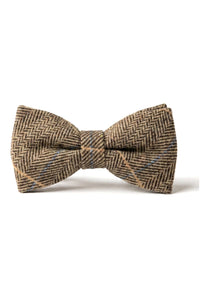 Albert - Pajarita de tweed marrón con estampado de espiga para hombre