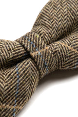 Albert - Pajarita de tweed marrón con estampado de espiga para hombre