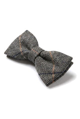 Albert - Pajarita de tweed gris con estampado de espiga para hombre