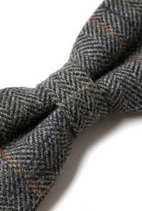 Albert - Pajarita de tweed gris con estampado de espiga para hombre