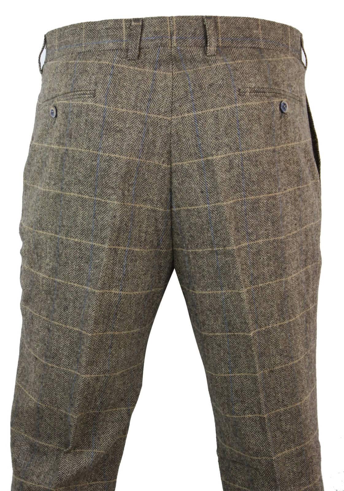 Albert - Pantalones de tweed marrón claro para hombre